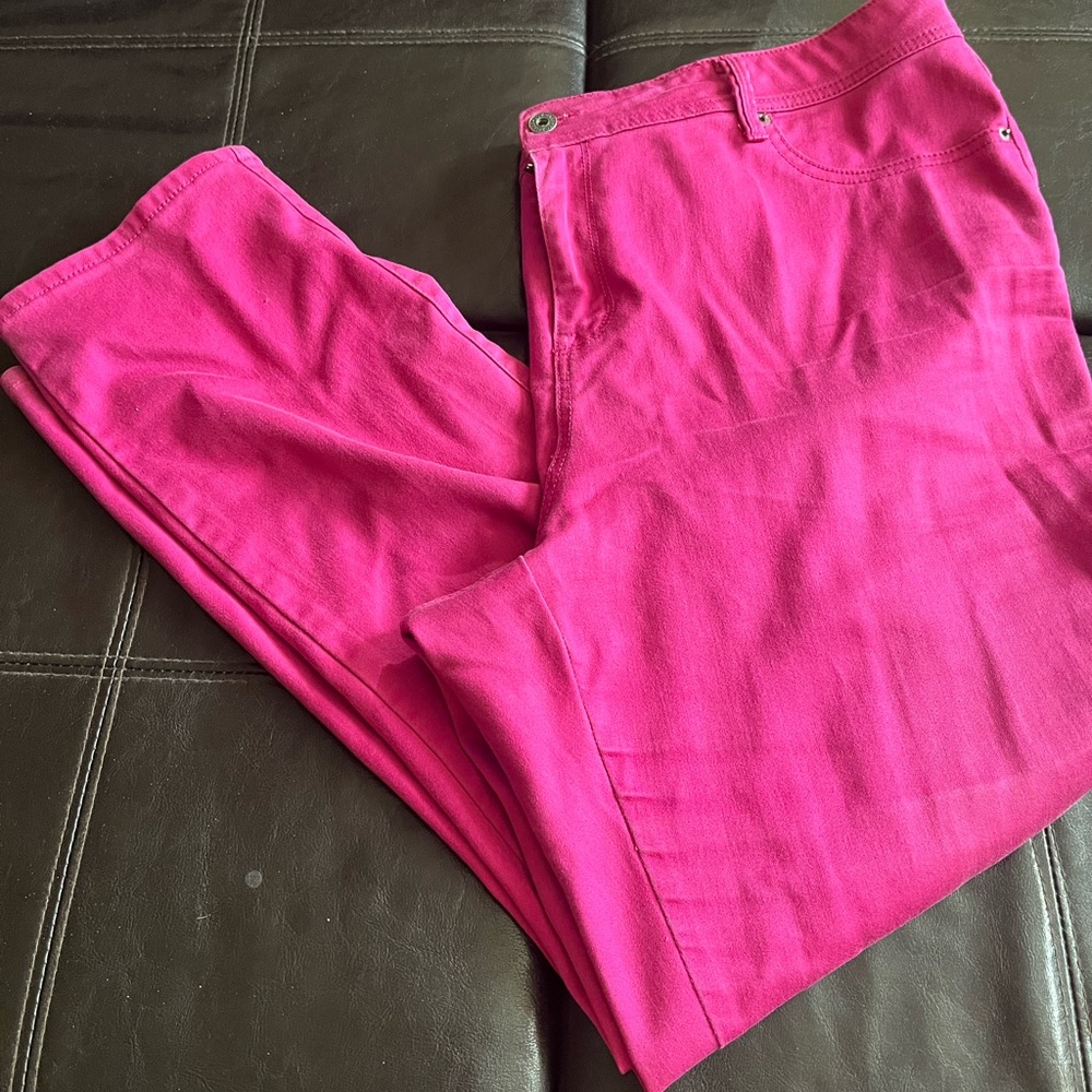 Roz & Ali Pink Straight Leg Jeans Vibrant Style